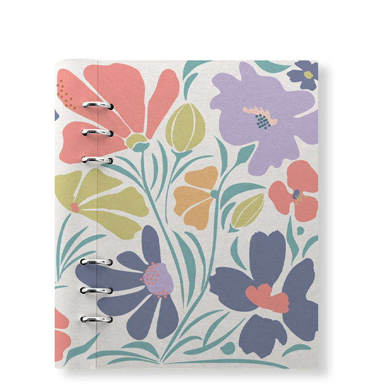 Clipbook Floral A5 Refillable Planner Wild Flowers Blue & White