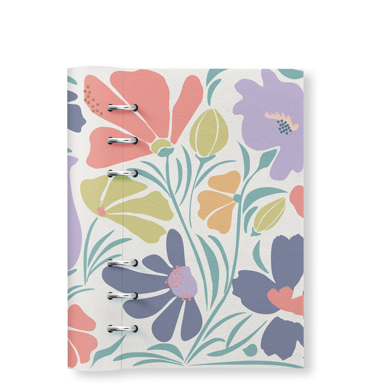 Clipbook Floral Personal Refillable Planner Wild Flowers Blue & White