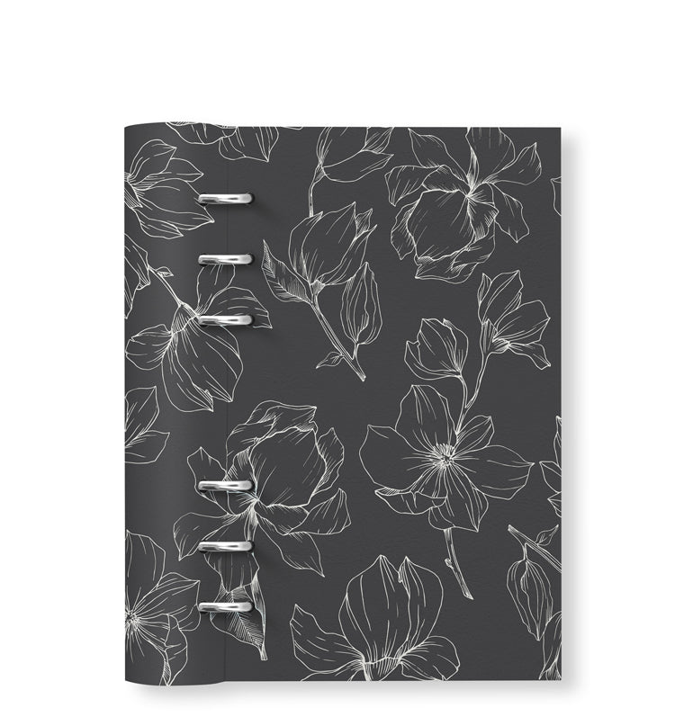 Clipbook Floral Personal Refillable Planner Magnolia Charcoal