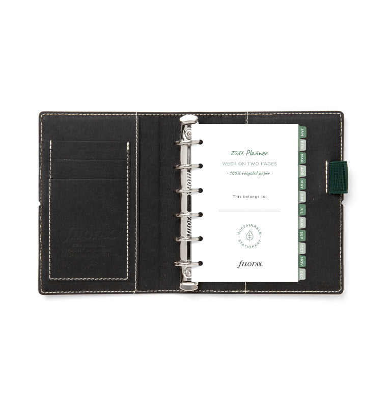 Filofax Eco Essential Pocket Organizer Ash Grey - open with contents