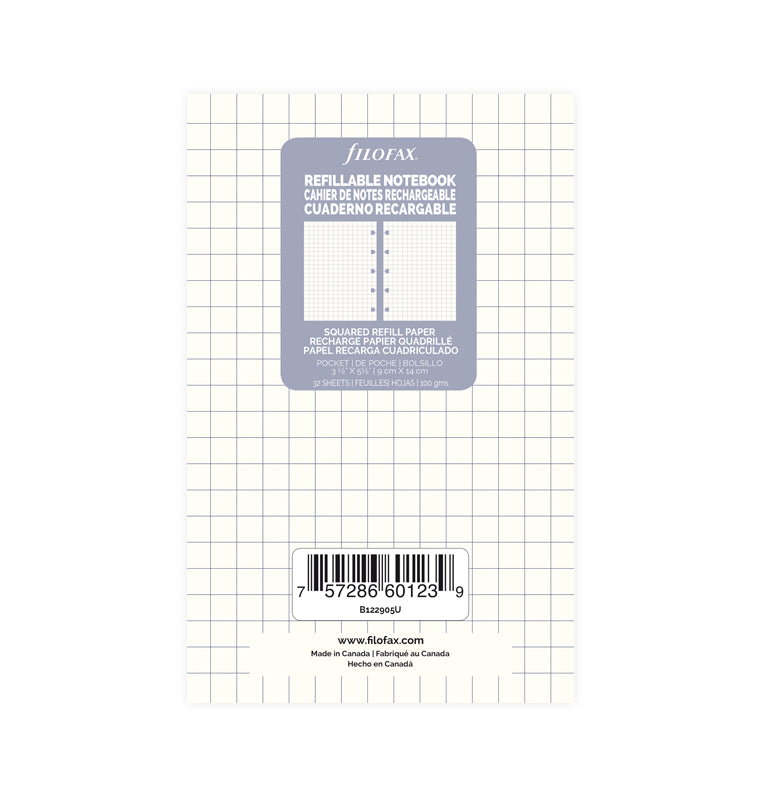 Filofax Notebook Squared Paper Refill - Pocket 122905