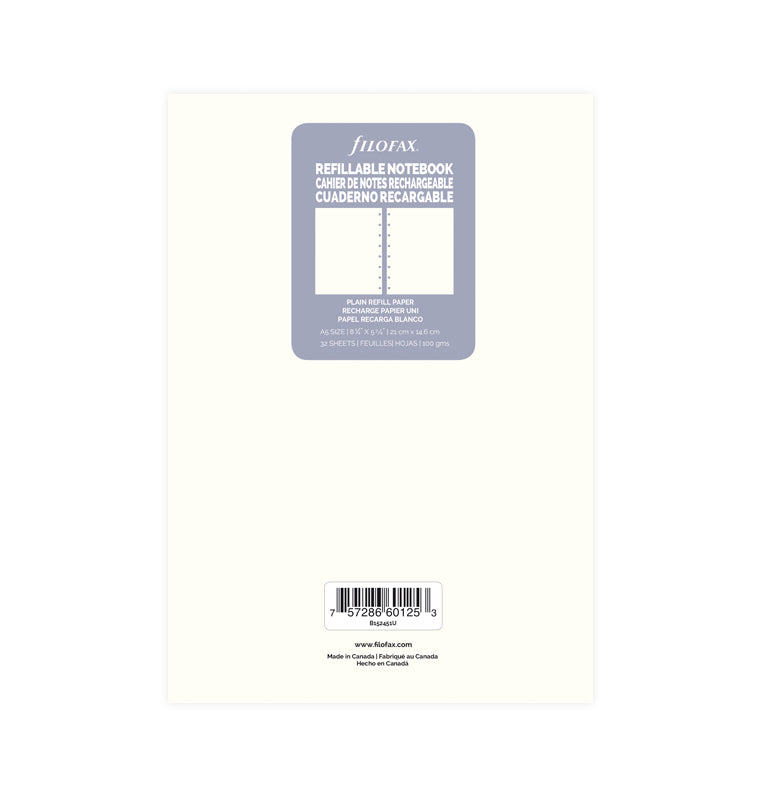 Filofax Notebook Plain Paper Refill - A5  152451