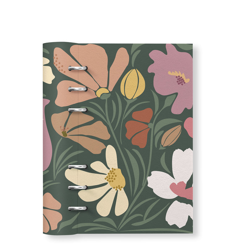 Clipbook Floral Personal Refillable Planner Wild Flowers Green