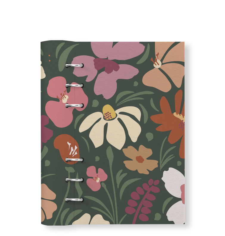 Clipbook Floral Personal Refillable Planner Wild Flowers Green