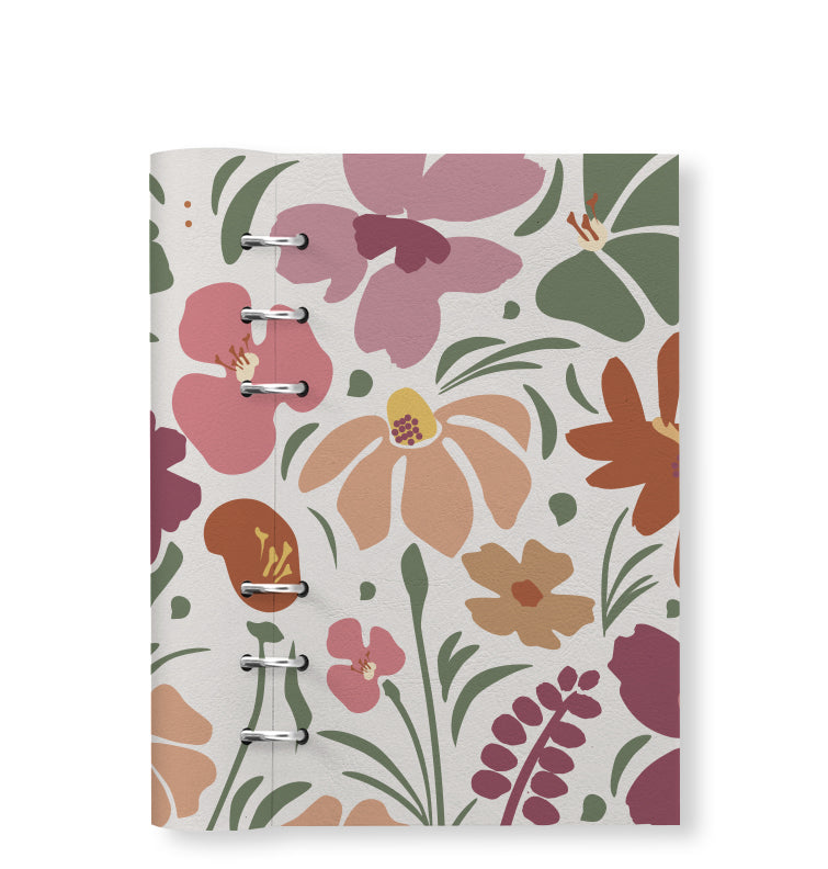 Clipbook Floral Personal Refillable Planner Wild Flowers Green & White