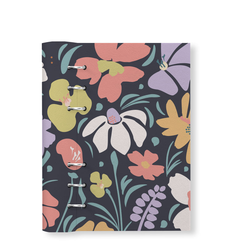 Clipbook Floral Personal Refillable Planner Wild Flowers Blue