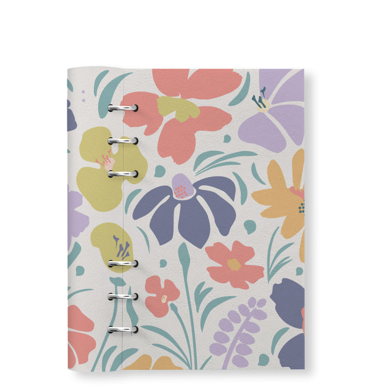 Clipbook Floral Personal Refillable Planner Wild Flowers Blue & White