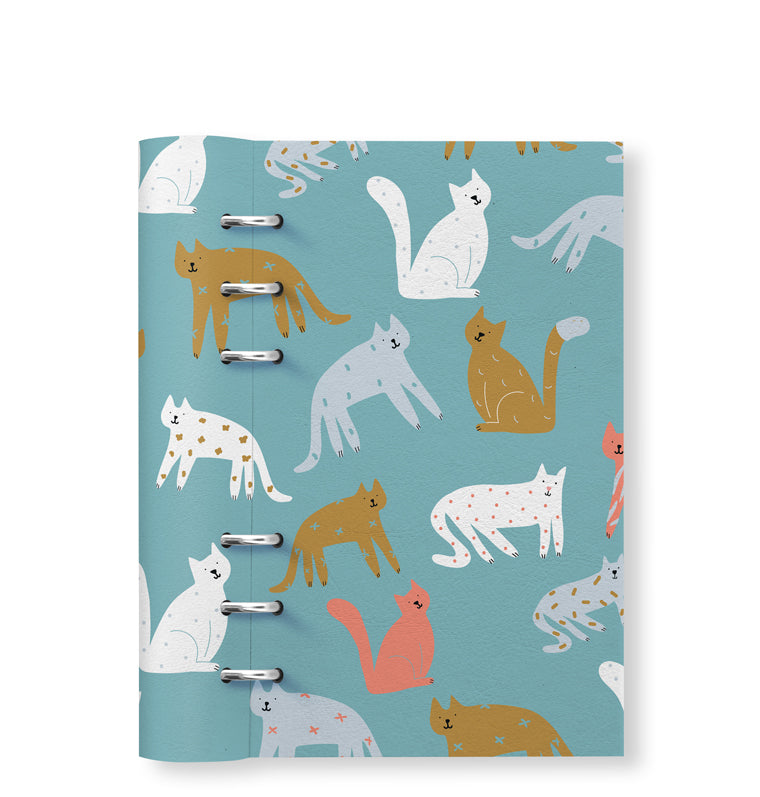 Clipbook Pets Personal Refillable Planner Cats Turquoise