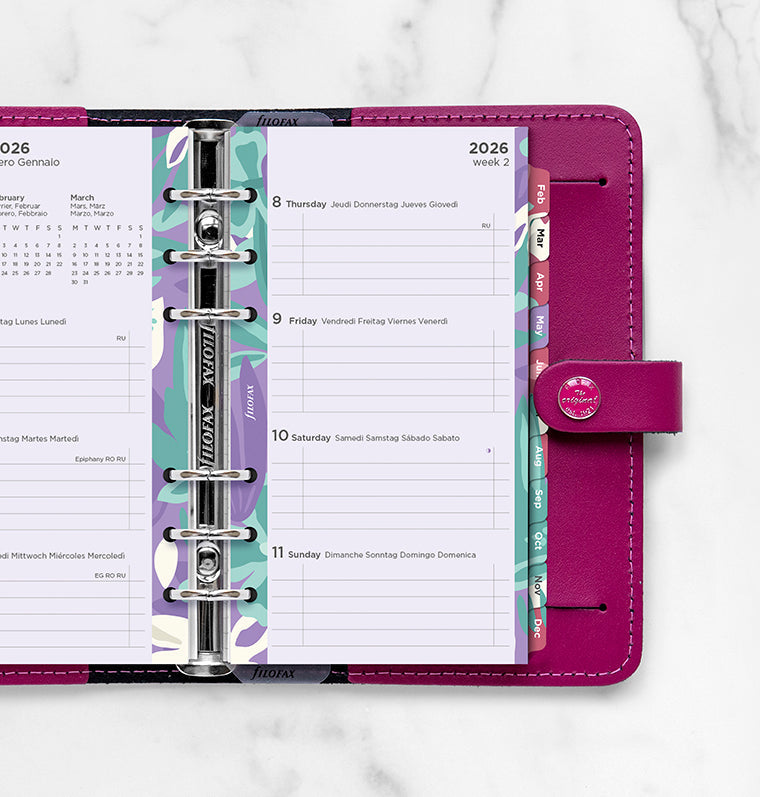 Floral Illustrated Diary Refill Refill Pack - Personal 2026 Multilanguage Filofax 26-6341