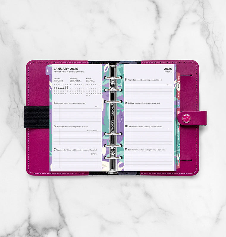 Floral Illustrated Diary Refill Refill Pack - Personal 2026 Multilanguage Filofax 26-6341