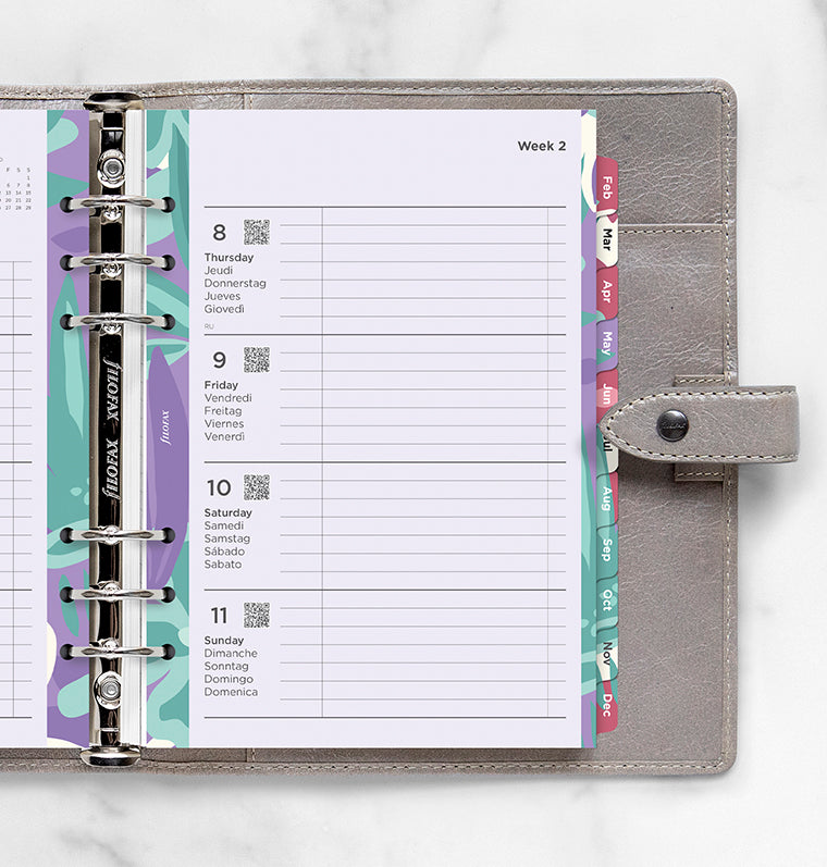 Floral Illustrated Diary Refill Refill Pack A5 2026 Multilanguage Filofax 26-6351