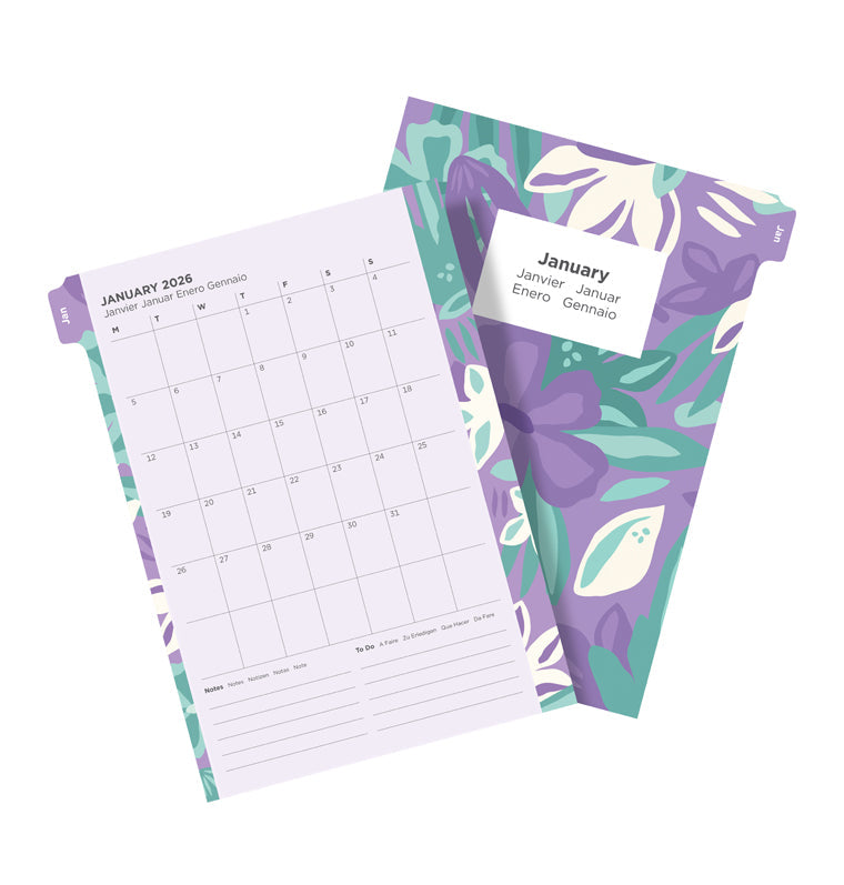 Floral Illustrated Diary Refill Refill Pack A5 2026 Multilanguage Filofax 26-6351