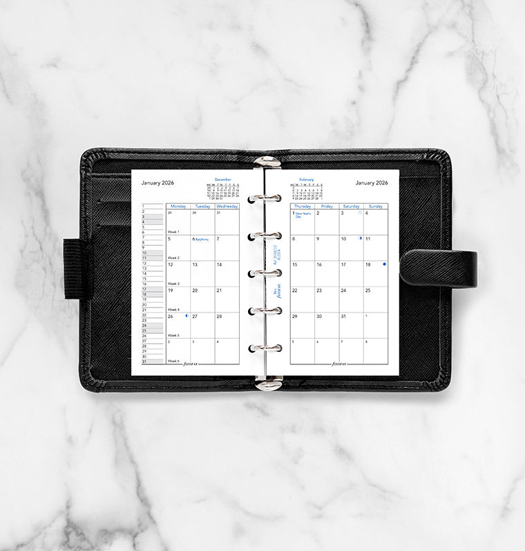 Month On Two Pages Diary Refill - Mini 2026 English Filofax 26-68110