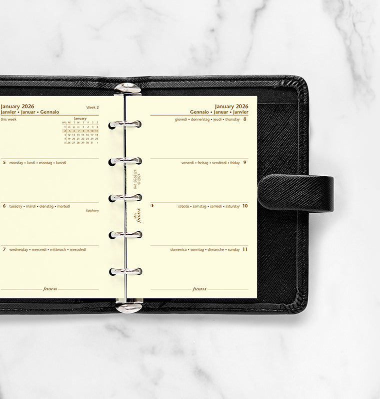 Week On Two Pages Diary Refill - Mini Cotton Cream 2026 Multilanguage Filofax 26-68124
