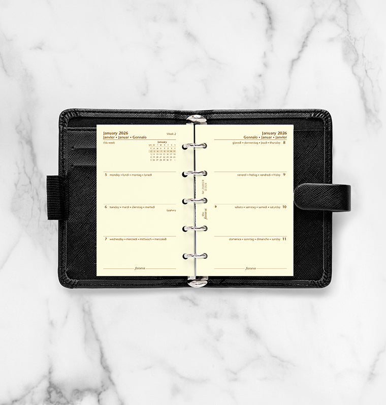 Week On Two Pages Diary Refill - Mini Cotton Cream 2026 Multilanguage Filofax 26-68124