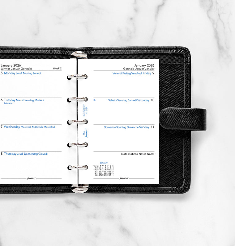 Week On Two Pages Diary Refill - Mini 2026 Multilanguage Filofax 26-68127