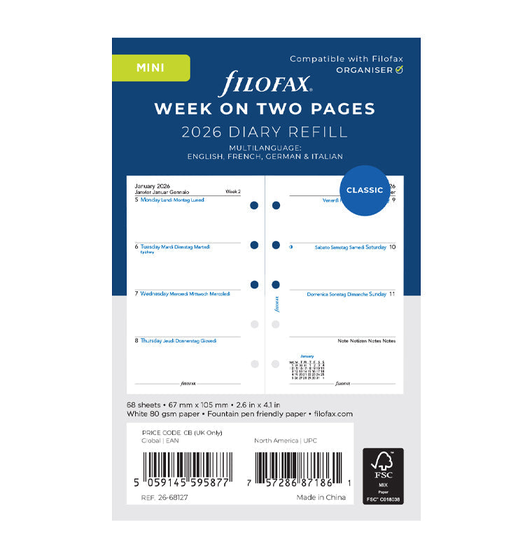 thumbnail image 2 of Filofax A5 Vertical Year Planner Refill - 2025, Cotton Cream Paper, Fold-Out Calendar For Organizers & Diaries 2 of 13