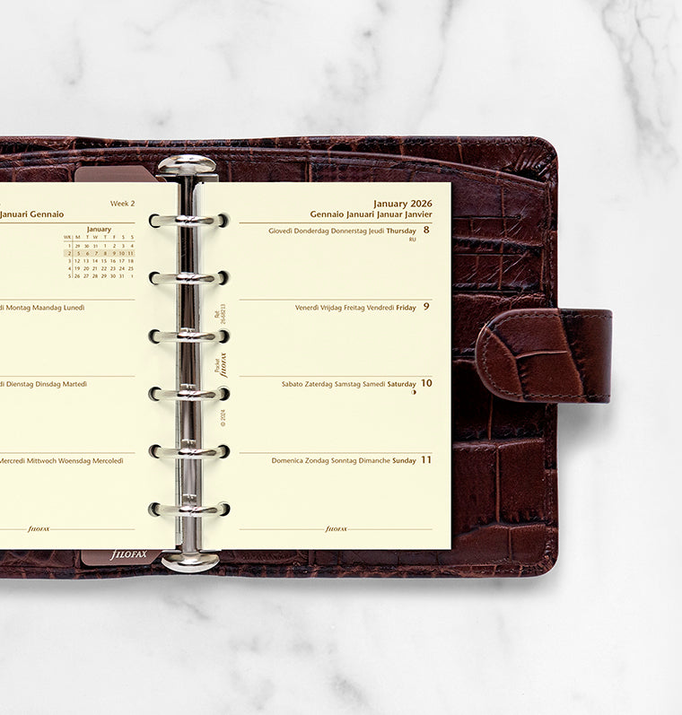 Week On Two Pages Diary Refill - Pocket Cotton Cream 2026 Multilanguage Filofax 26-68213