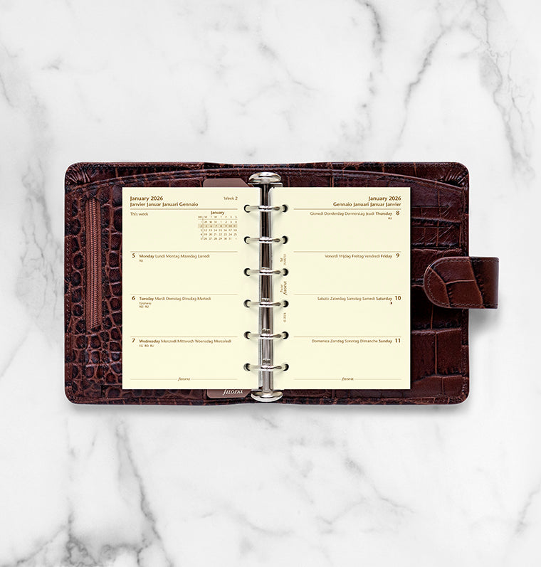 Week On Two Pages Diary Refill - Pocket Cotton Cream 2026 Multilanguage Filofax 26-68213