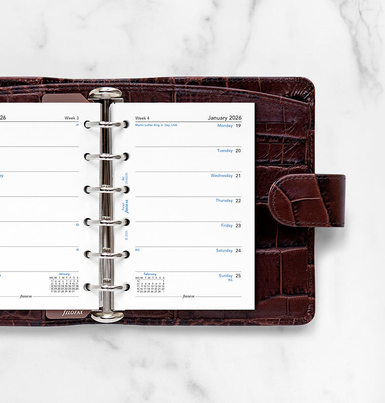 Week On One Page Diary Refill - Pocket 2026 English Filofax 26-68226