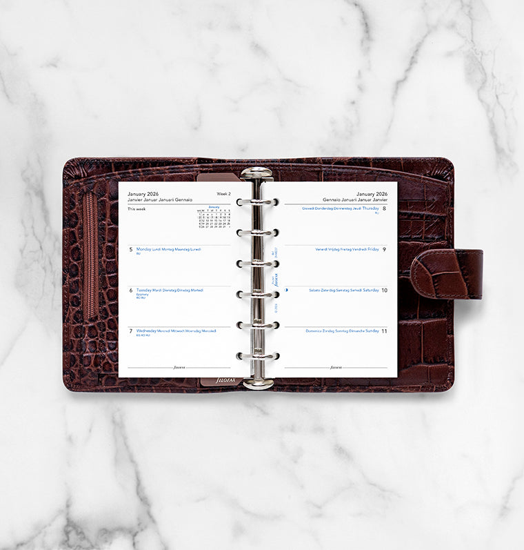 Week On Two Pages Diary Refill - Pocket 2026 Multilanguage Filofax 26-68227