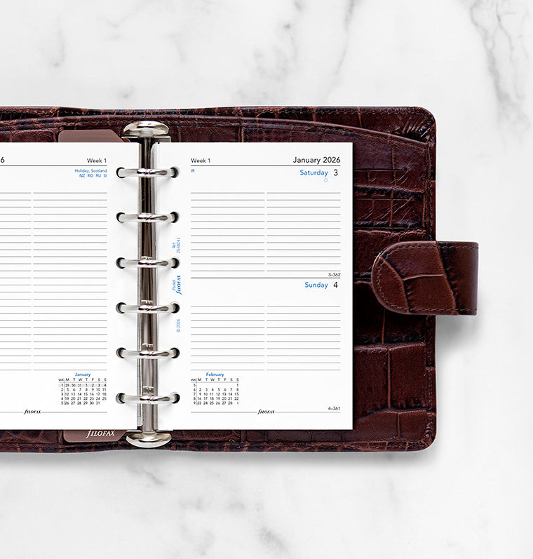 One Day On A Page Diary Refill With Appointments - Pocket 2026 English Filofax 26-68241