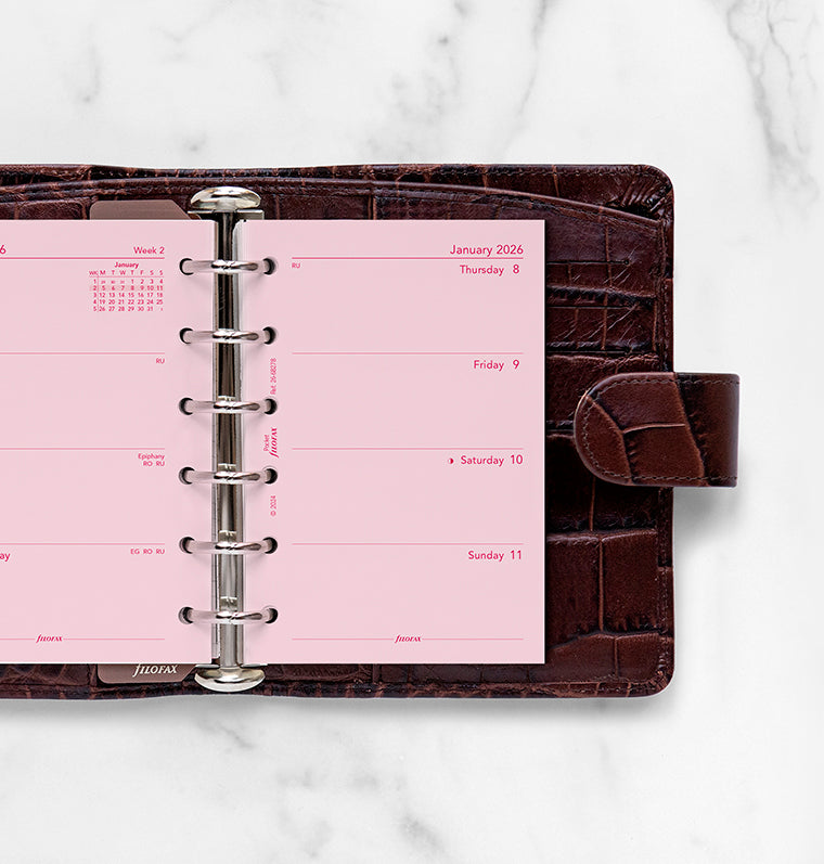 Week On Two Pages Diary Refill - Pocket Pink 2026 English Filofax 26-68278