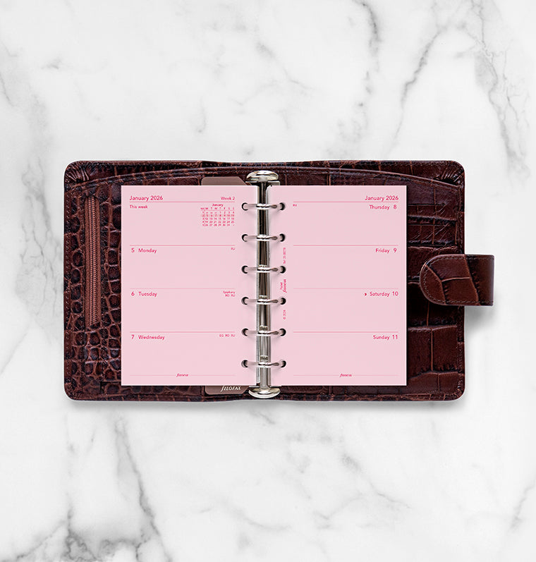 Week On Two Pages Diary Refill - Pocket Pink 2026 English Filofax 26-68278