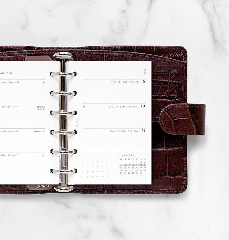 Minimal Week On Two Pages Diary Refill - Pocket 2026 Multilanguage Filofax 26-68290