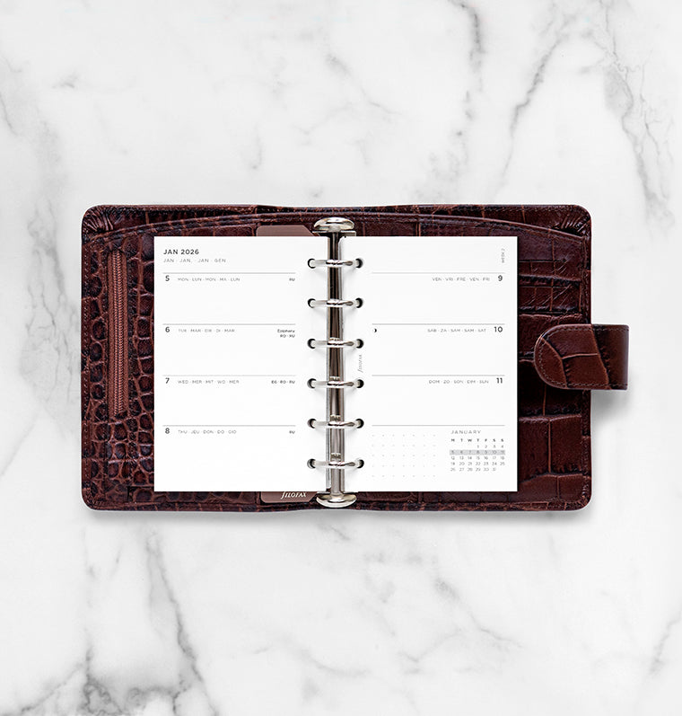 Minimal Week On Two Pages Diary Refill - Pocket 2026 Multilanguage Filofax 26-68290