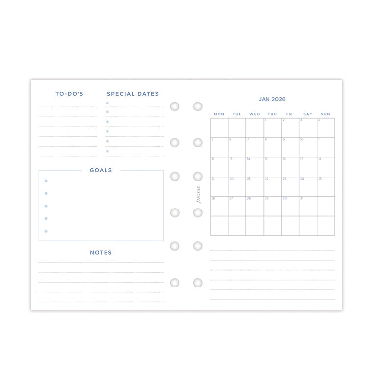 Garden Week On Two Pages Diary Refill - Pocket 2026 Multilanguage Filofax 26-68292