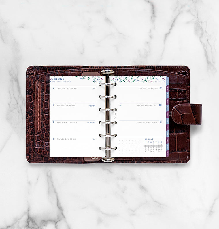 Garden Week On Two Pages Diary Refill - Pocket 2026 Multilanguage Filofax 26-68292