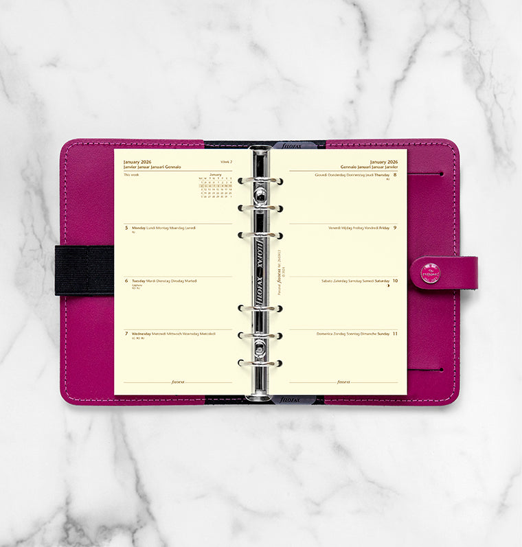 Week On Two Pages Diary Refill - Personal Cotton Cream 2026 Multilanguage Filofax 26-68413