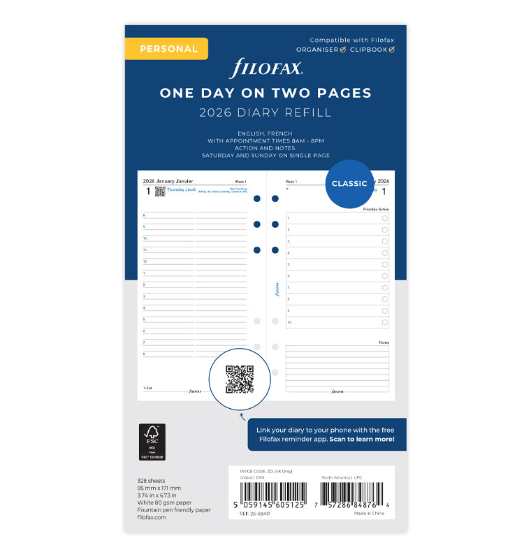 One Day on Two Pages Diary, English/French 2026 - Filofax – Filofax US