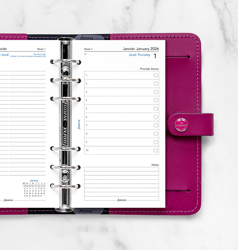 One Day on Two Pages Diary Refil - Personal 2026 English/French Filofax 26-68417