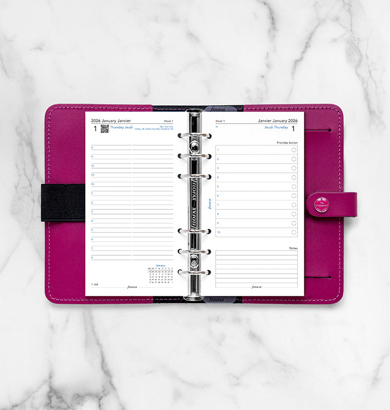 One Day on Two Pages Diary Refil - Personal 2026 English/French Filofax 26-68417