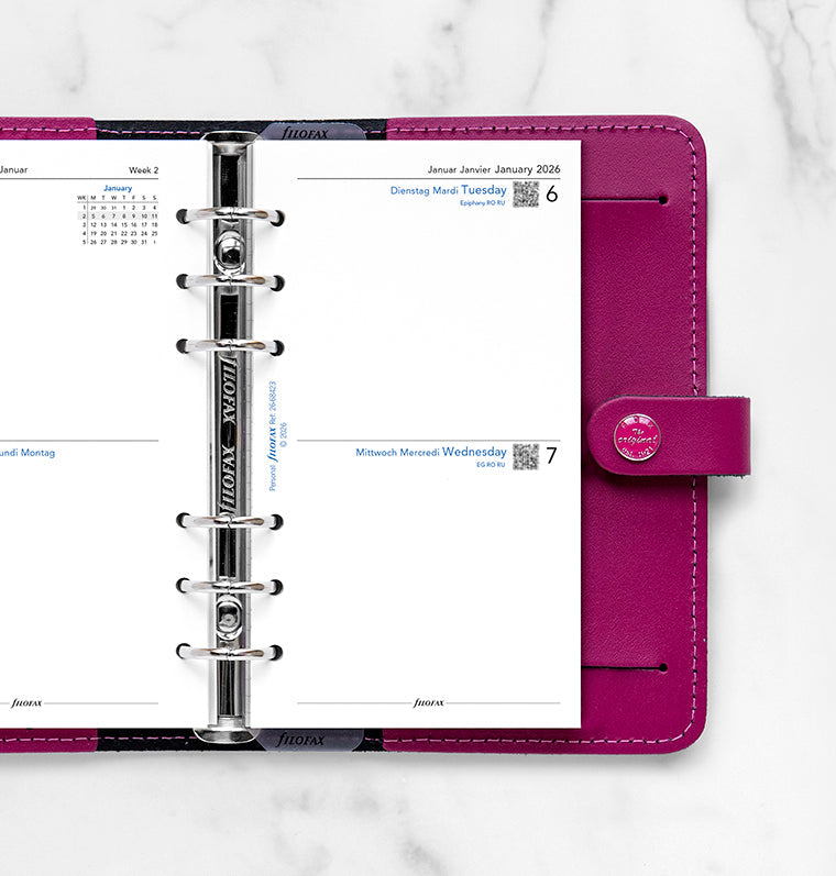 Two Days On One Page Diary Refill - Personal 2026 English/French/German Filofax 26-68423