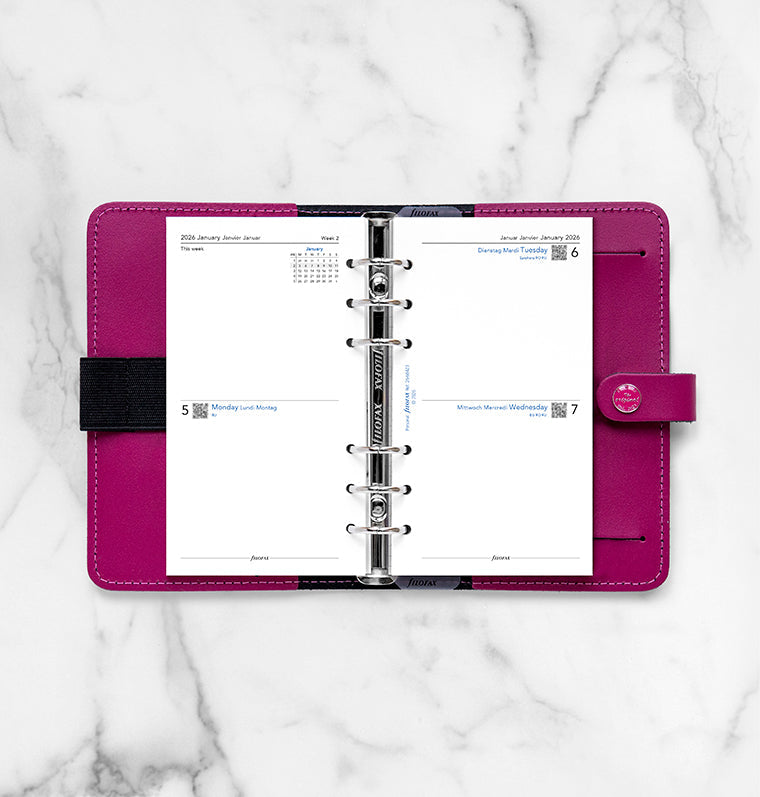 Two Days On One Page Diary Refill - Personal 2026 English/French/German Filofax 26-68423