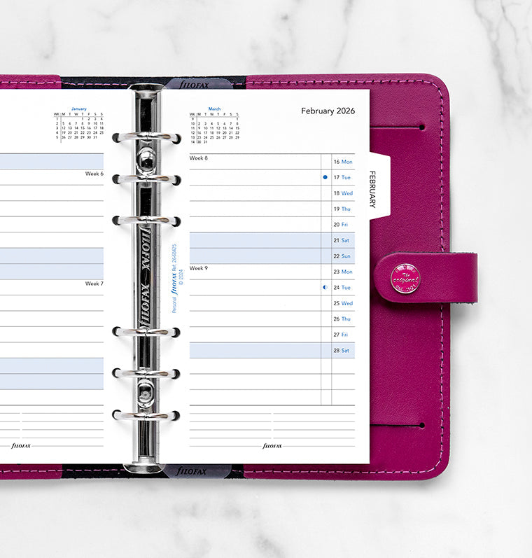 Month On Two Pages Diary Refill With Tabs - Personal 2026 English Filofax 26-68425