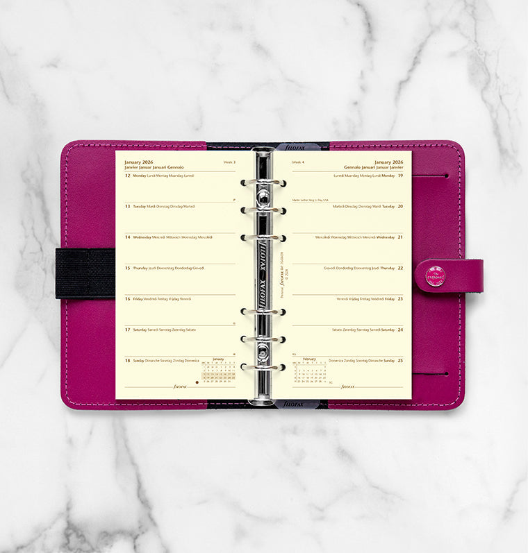 Week On One Page Diary Refill - Personal Cotton Cream 2026 Multilanguage Filofax 26-68439