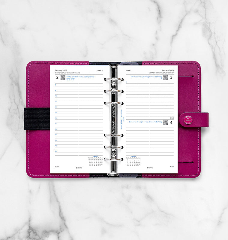 One Day On A Page Diary Refill With Appointments - Personal 2026 Multilanguage Filofax 26-68442