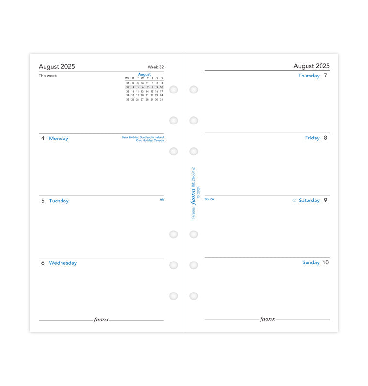Filofax 26-68452 Week On Two Pages Academic Diary Personal 2025-2026 