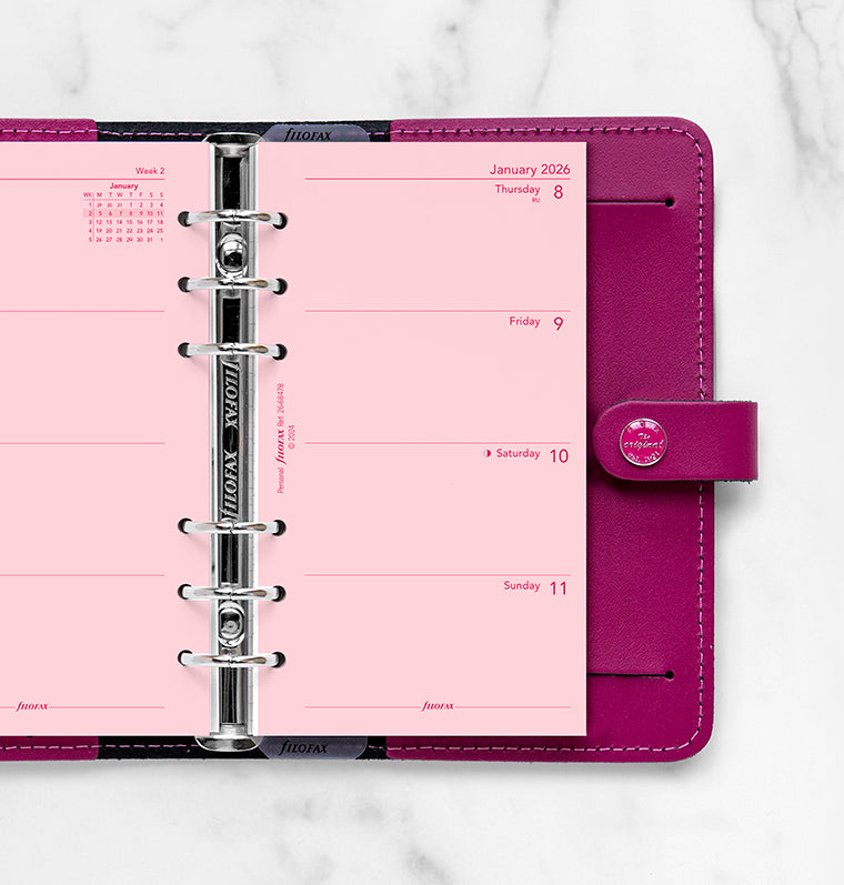 Week On Two Pages Diary Refill - Personal Pink 2026 English Filofax 26-68478