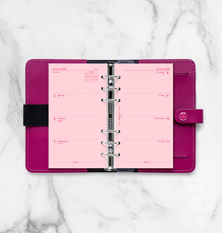 Week On Two Pages Diary Refill - Personal Pink 2026 English Filofax 26-68478