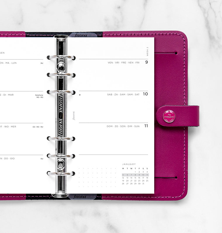 Minimal Week On Two Pages Diary Refill - Personal 2026 Multilanguage Filofax 26-68490
