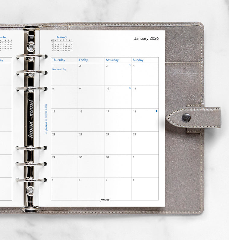 Month On Two Pages Diary Refill - A5 2026 English Filofax 26-68510