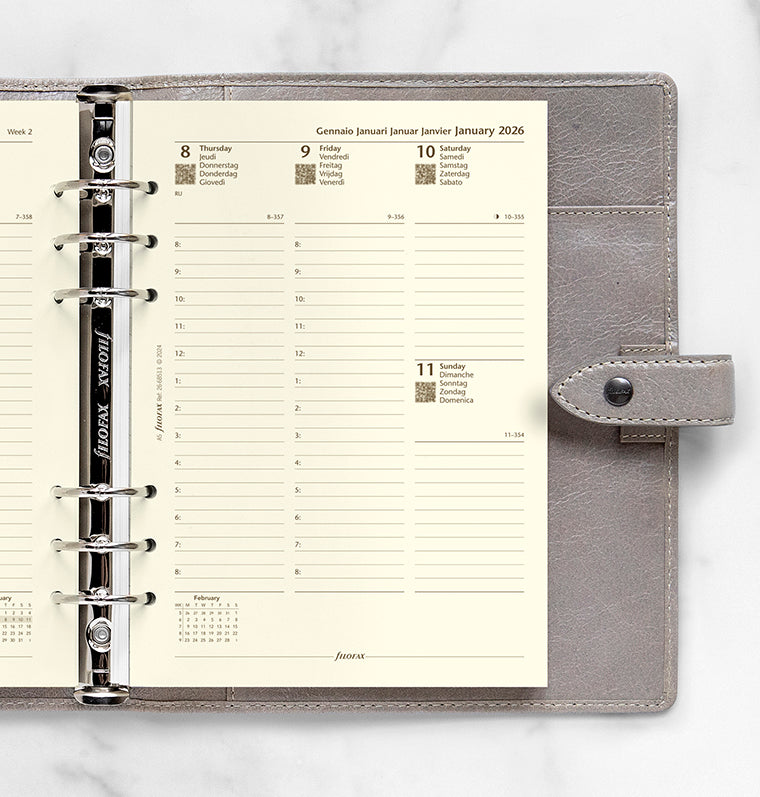 Week On Two Pages Diary Refill With Appointments - A5 Cotton Cream 2026 Multilanguage Filofax 26-68513