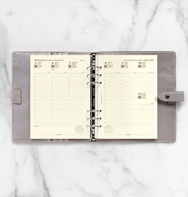 Week On Two Pages Diary Refill With Appointments - A5 Cotton Cream 2026 Multilanguage Filofax 26-68513