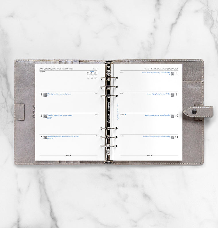 Week On Two Pages Diary Refill - A5 2026 Multilanguage Filofax 26-68516