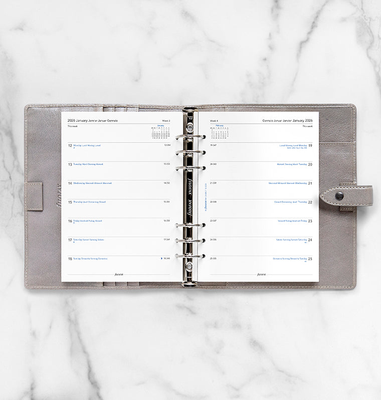 Week On One Page Diary Refill - A5 2026 Multilanguage Filofax 26-68517